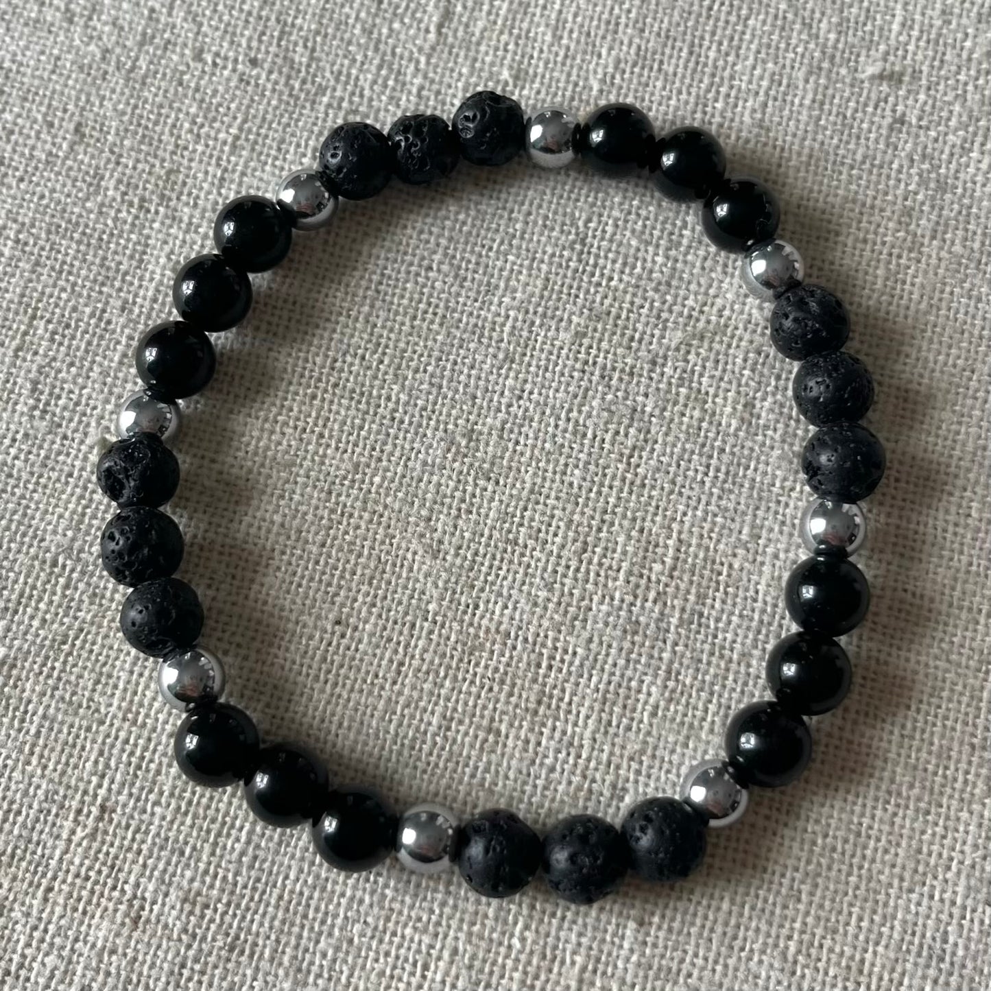 Courage Bracelet - Obsidian, Lava Stone, Hematite