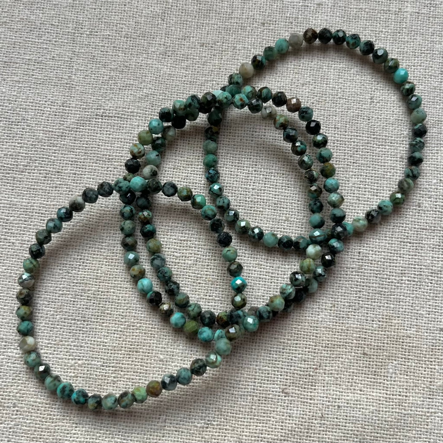 African Turquoise 4mm Facet Beaded Bracelet - Prosperity