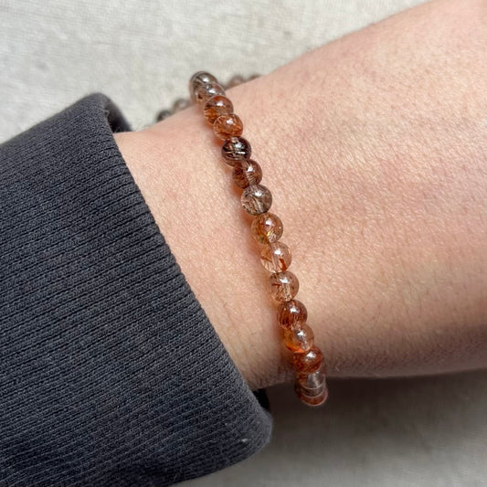 Black Gold Super Seven Quartz 4mm Beaded Bracelet - Resilliance