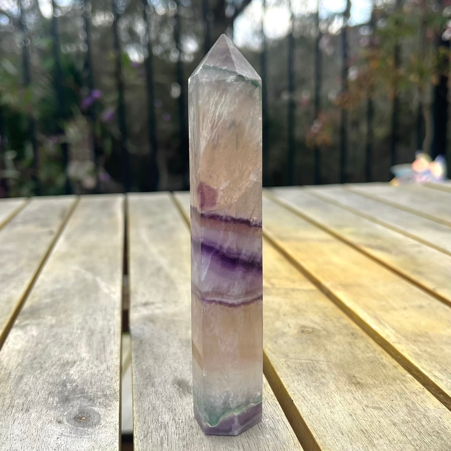 Feather Fluorite Tower Crystal - Vibrant, Clarifying, Uplifting