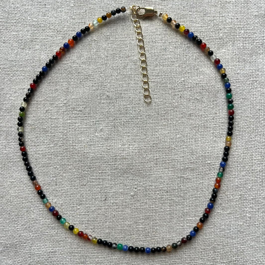 Coloured Agate 3mm Beaded Necklace - Stability