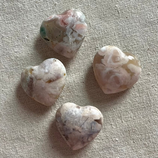 Flower Agate Mini Heart Crystal - Nurturing, Uplifting, Growth