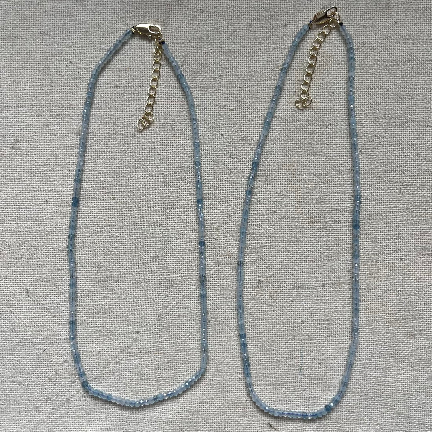 Aquamarine 3mm Facet Beaded Necklace - Calm