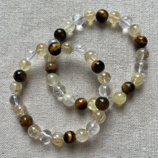 Manifestation Bracelet -  Citrine, Tiger Eye & Clear Quartz