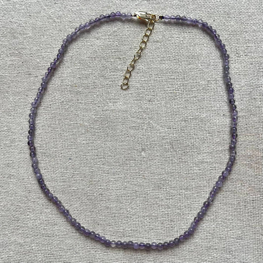 Amethyst 3mm Beaded Necklace - Spiritual Protection