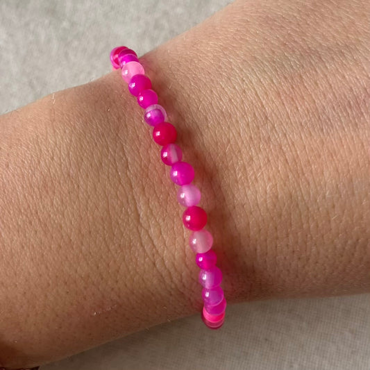 Pink Agate 4mm Beaded Bracelet - Nurturing