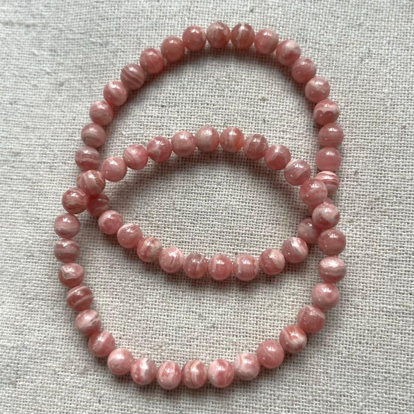 Argentinian Rhodochrosite 6mm Beaded Bracelet - Nurturing