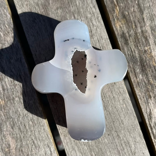 Agate Small Cross Crystal - Grounding, Harmonising, Protective