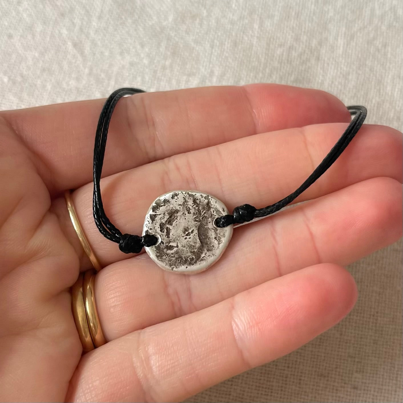 Pure Silver Oval Cord Bracelet #1 - Energetic Balance