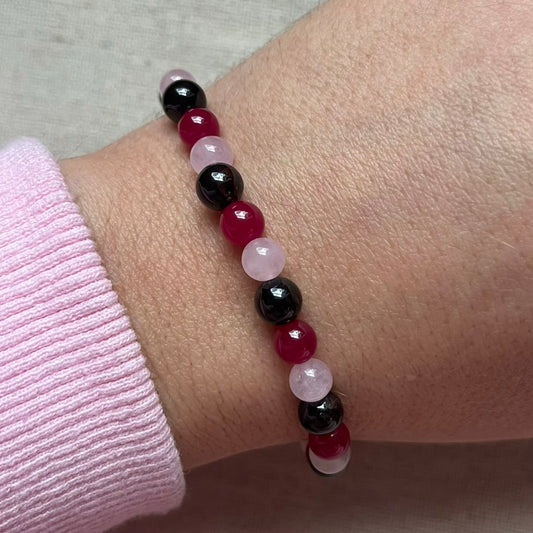 Eros Love Bracelet - Ruby, Rose Quartz & Garnet