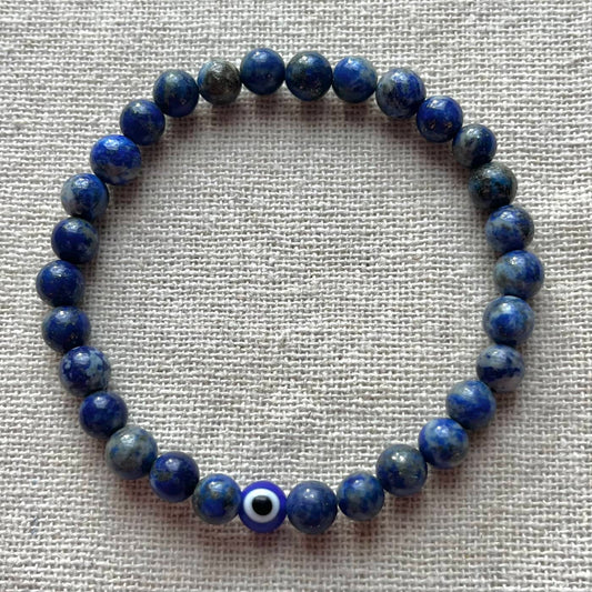 Protection Evil Eye Bracelet - Lapis Lazuli 6mm