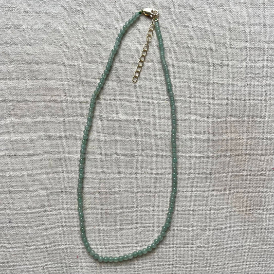 Green Aventurine 3mm Beaded Necklace - Prosperity