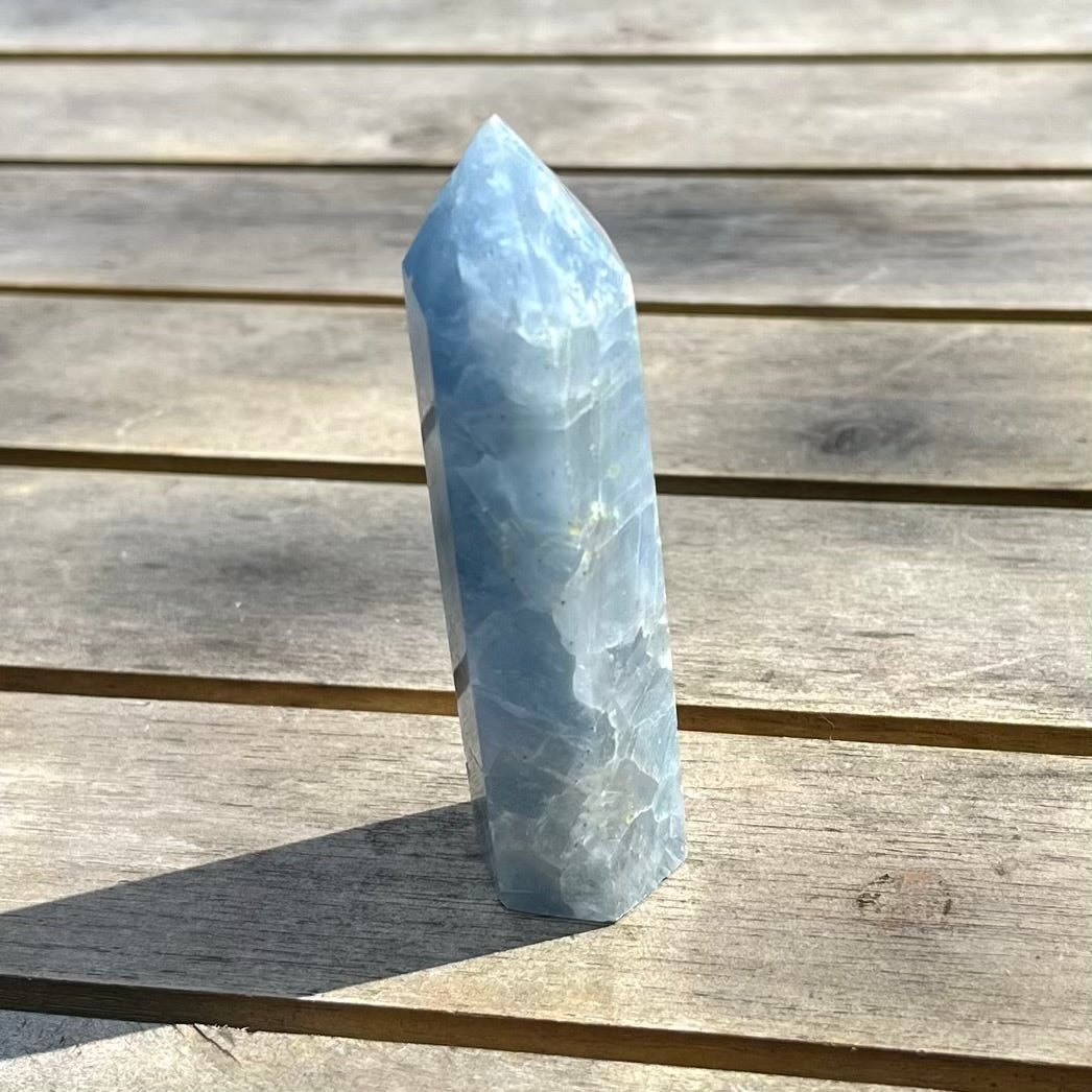Blue Calcite Small Tower Crystal - Calming, Soothing, Uplifting