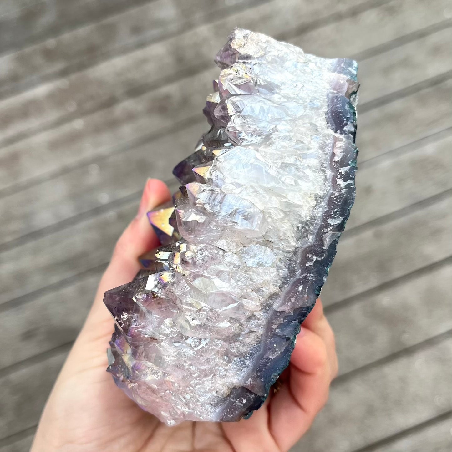 Amethyst Aura Quartz XL Raw Crystal - Vibrant, Uplifting, Spiritual