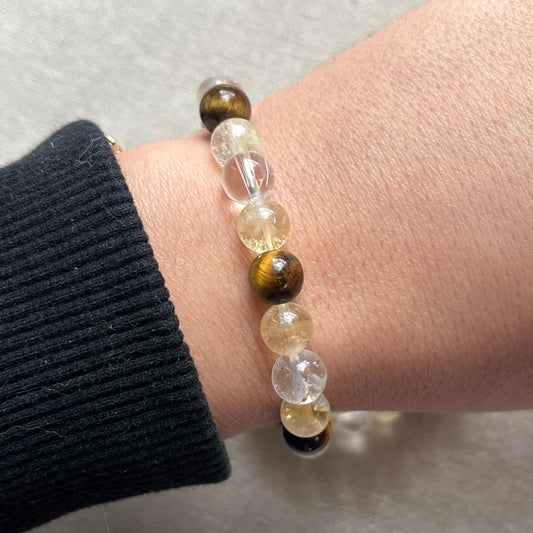Manifestation Bracelet -  Citrine, Tiger Eye & Clear Quartz