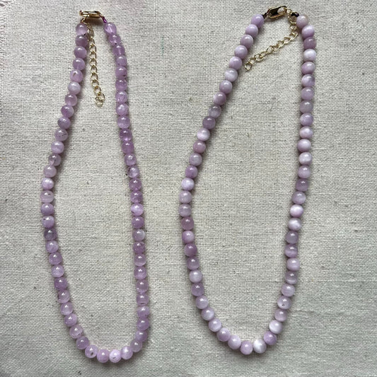 Kunzite 6mm Beaded Necklace - Emotional Healing