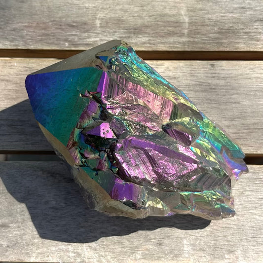 Titanium Aura Quartz Large Raw Crystal - Vitality, Confidence, Joy