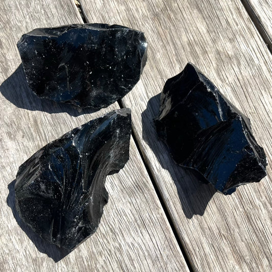 Black Obsidian Medium Raw Crystal - Protection, Grounding, Power