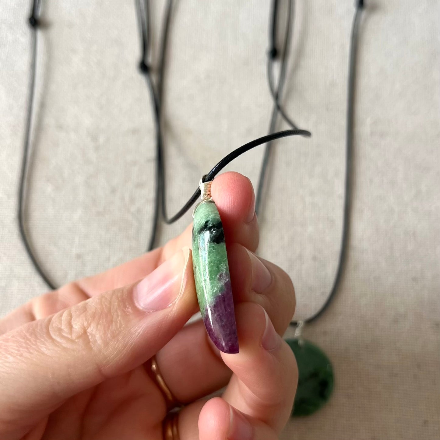 Ruby Zoisite Cabochon Pendant - ONE OF A KIND