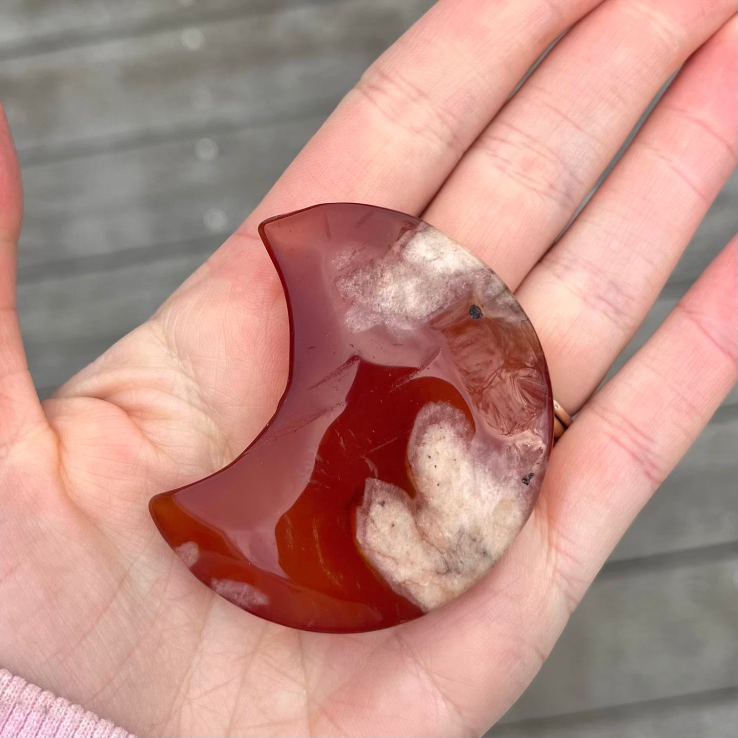 Carnelian Medium Moon Crystal - Energising, Courageous, Motivating