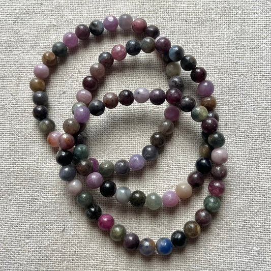 Ruby & Sapphire Mix 6mm Beaded Bracelet - Empowerment