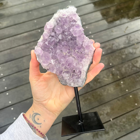 Amethyst Cluster on Metal Stand
