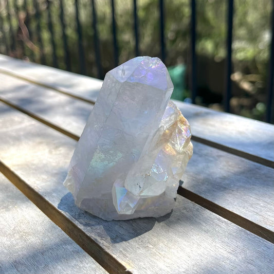 Angel Aura Quartz Small Raw Point Crystal - Ethereal, Uplifting, High-Vibe