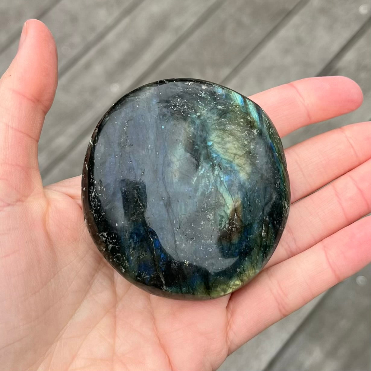 Labradorite Palm Stone Crystal - Protective, Mystical, Transformative