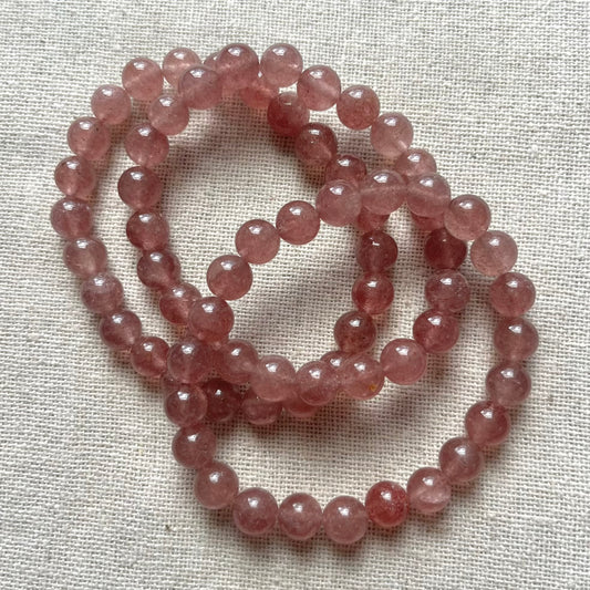 Strawberry Quartz 8mm Beaded Bracelet - Joy
