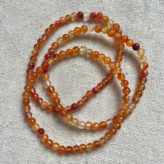 Carnelian 4mm Beaded Bracelet - Vitality