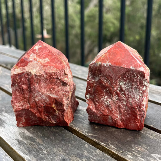 Red Jasper Medium Raw Point Crystal - Strength, Stability, Resilience