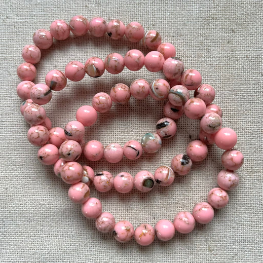 Howlite Pink Abalone Shell 8mm Beaded Bracelet - Harmonizing