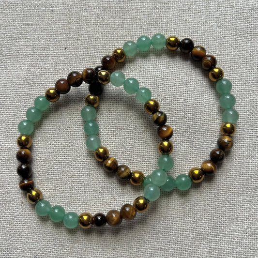 Abundant Energy Bracelet - Green Aventurine, Tiger Eye & Gold Hematite