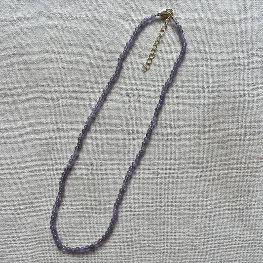Amethyst 3mm Beaded Necklace - Spiritual Protection
