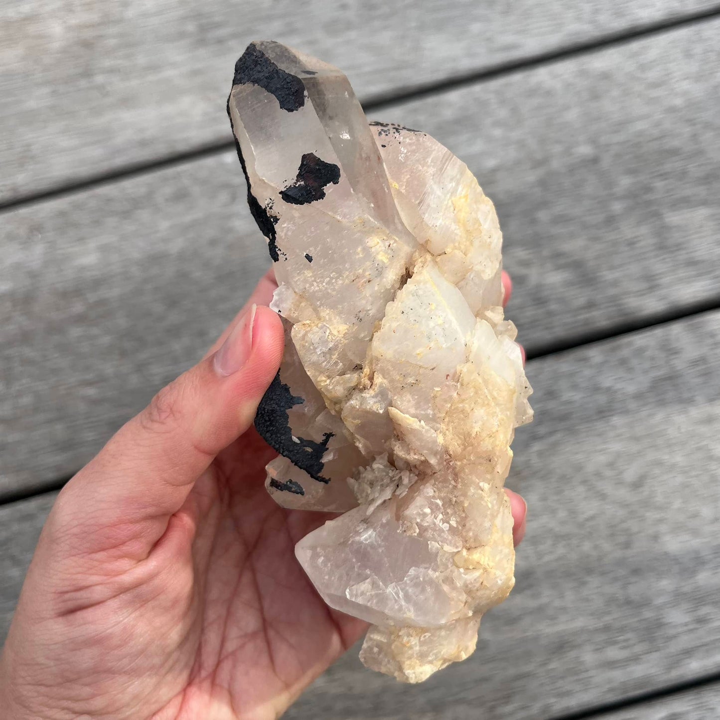 Clear Quartz Cluster Crystal - Dark Inclusion