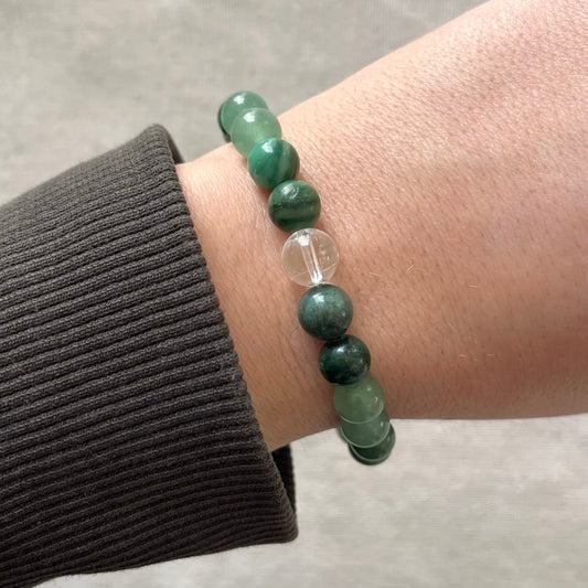 Lucky Fortune Bracelet - Jade, Green Aventurine & Clear Quartz
