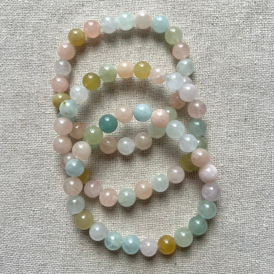 Morganite 8mm Beaded Bracelet - Divine Love