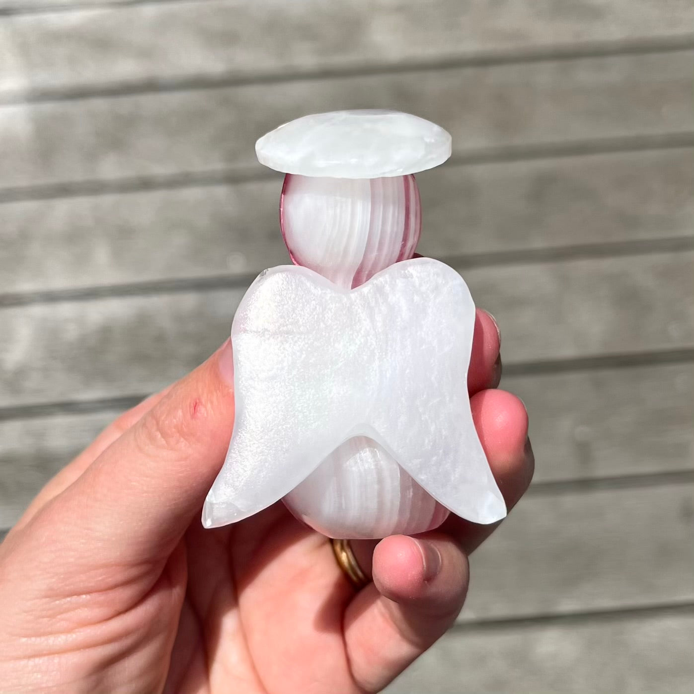 Pink Onyx Small Angel Crystal - Nurturing, Comforting