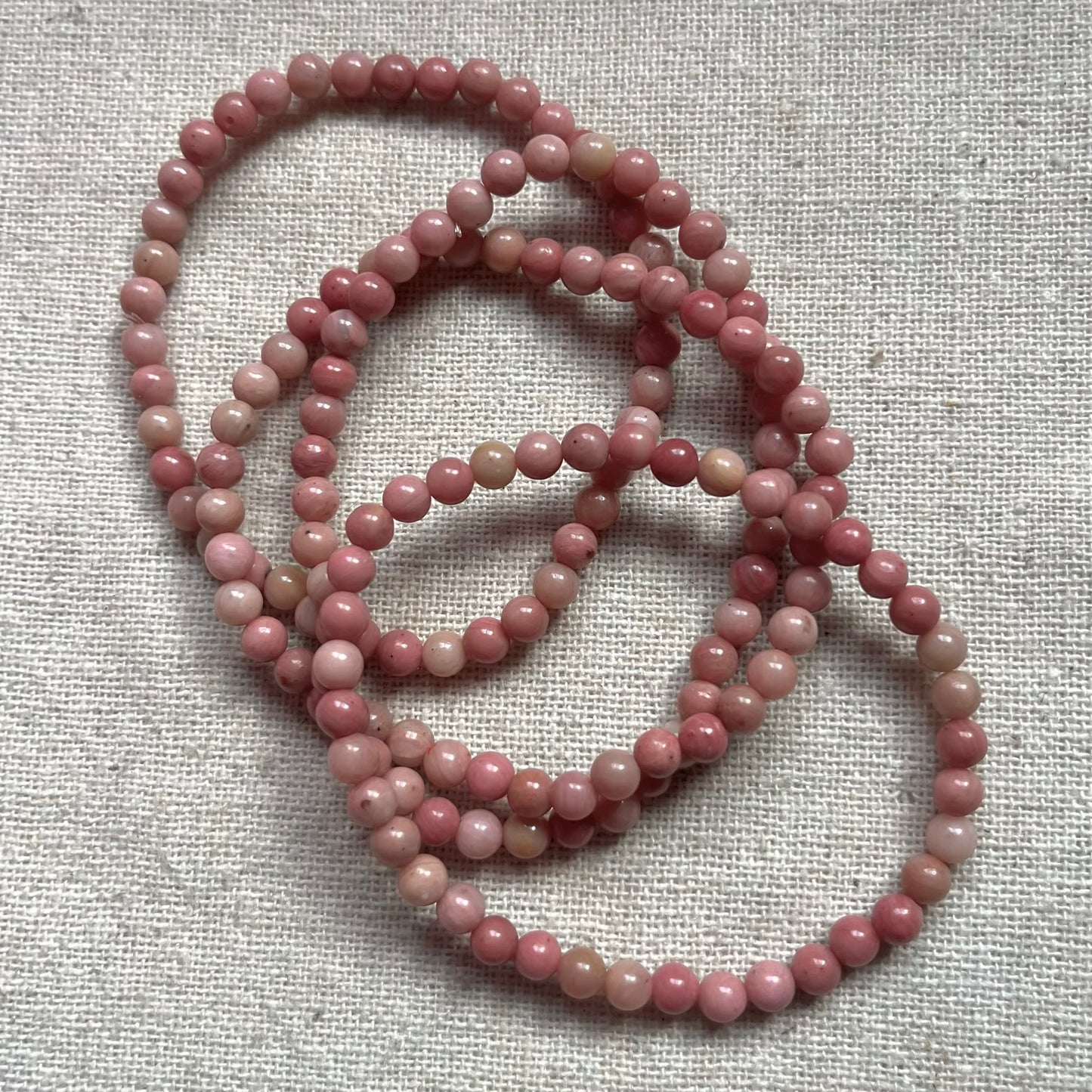 Rhodochrosite 4mm Beaded Bracelet - Compassion