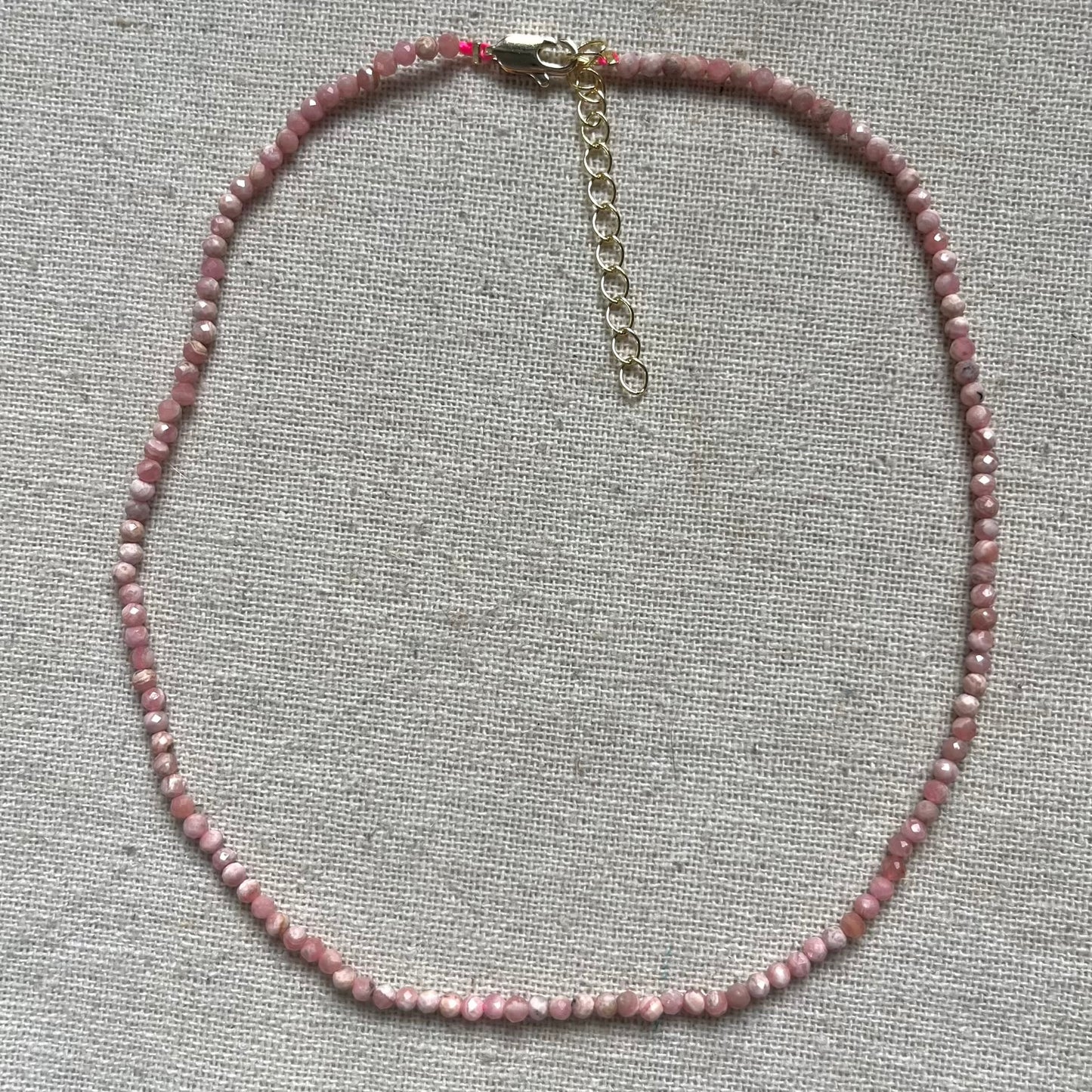 Rhodochrosite 3mm Facet Beaded Necklace - Compassion