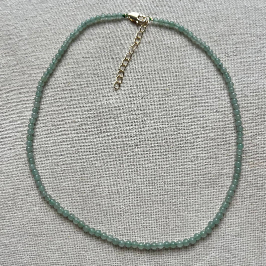 Green Aventurine 3mm Beaded Necklace - Prosperity