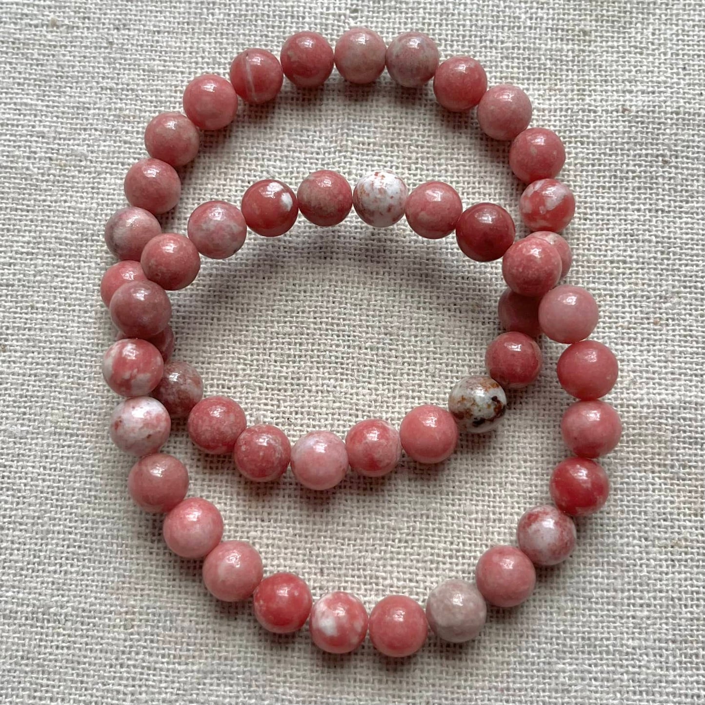 Rhodonite 8mm Beaded Bracelet - Heart Healing