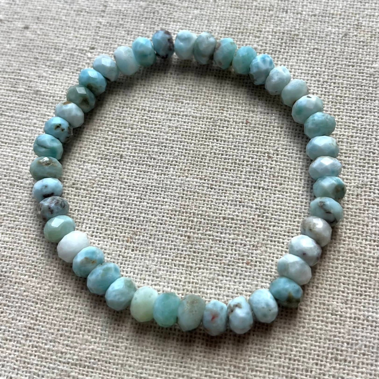 Larimar 7mm Faceted Bracelet - Soothing