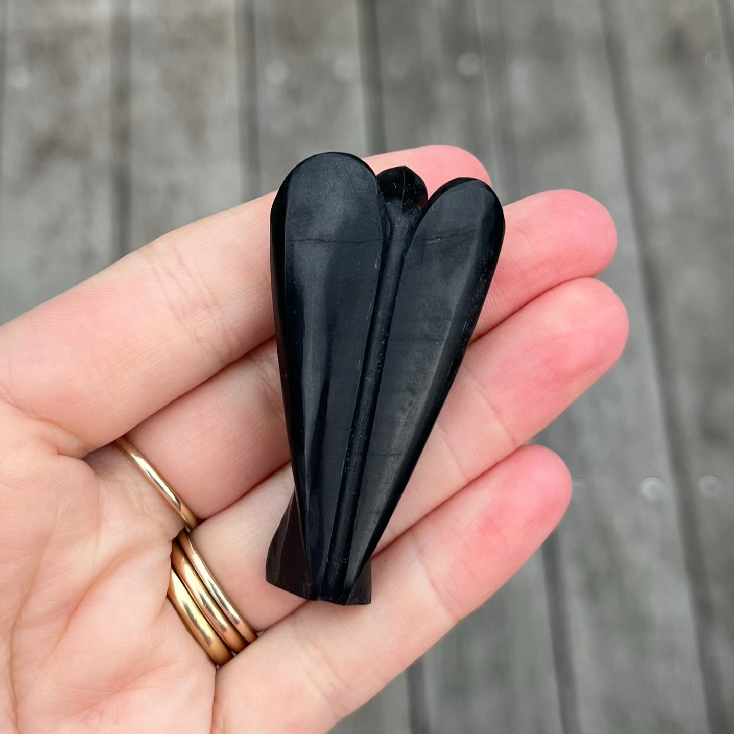 Obsidian Small Angel Crystal - Protective, Grounding, Strength
