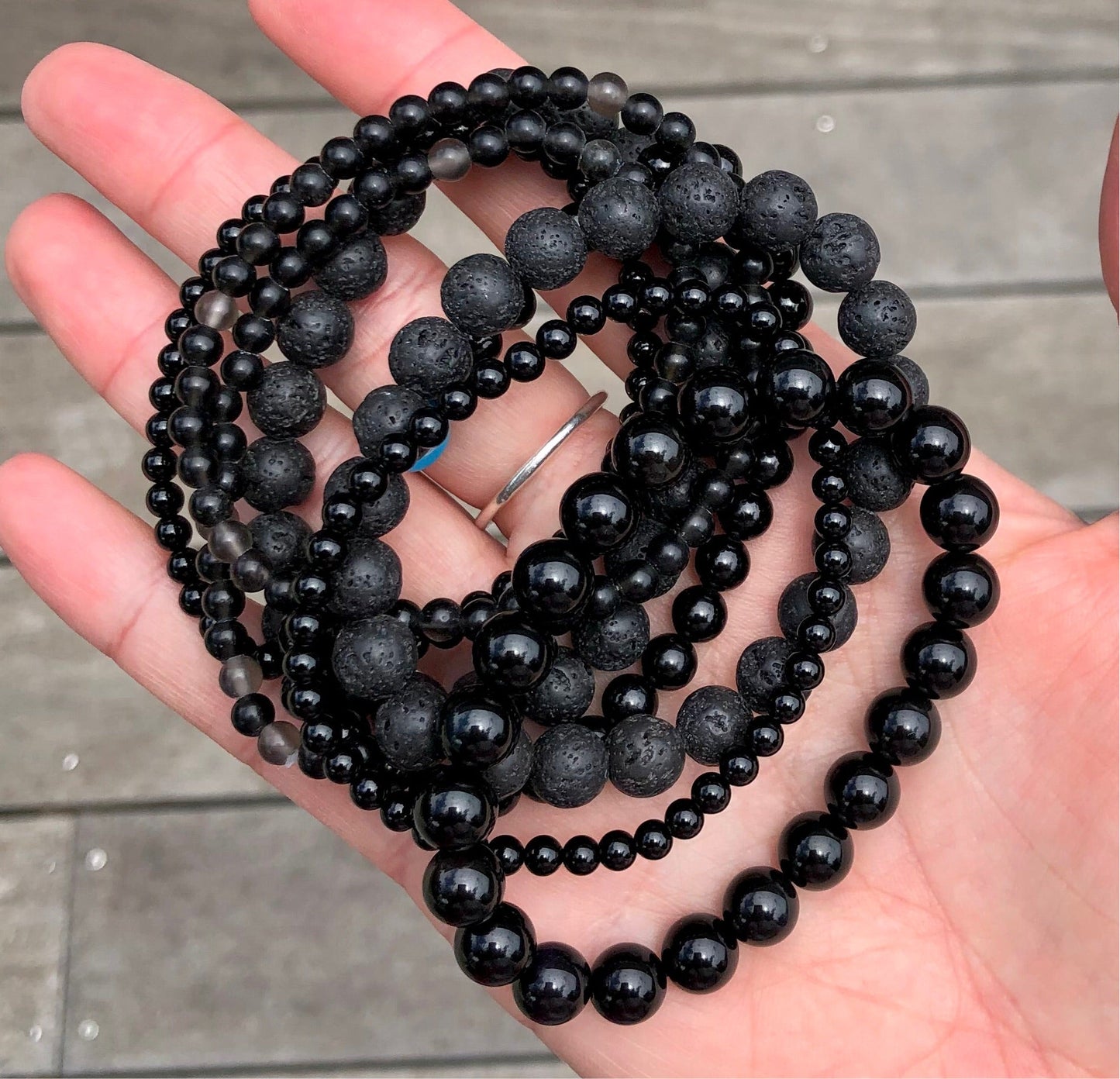 Black Lava Stone Bracelet - Lithos Crystals