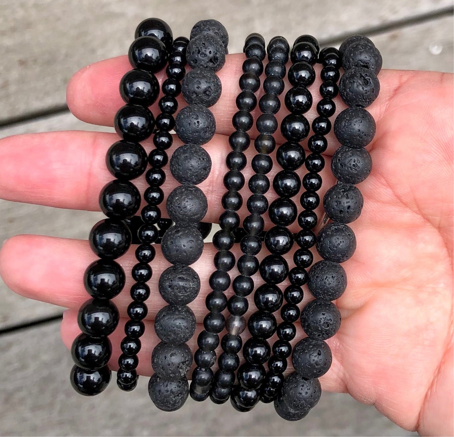 Black Lava Stone Bracelet - Lithos Crystals
