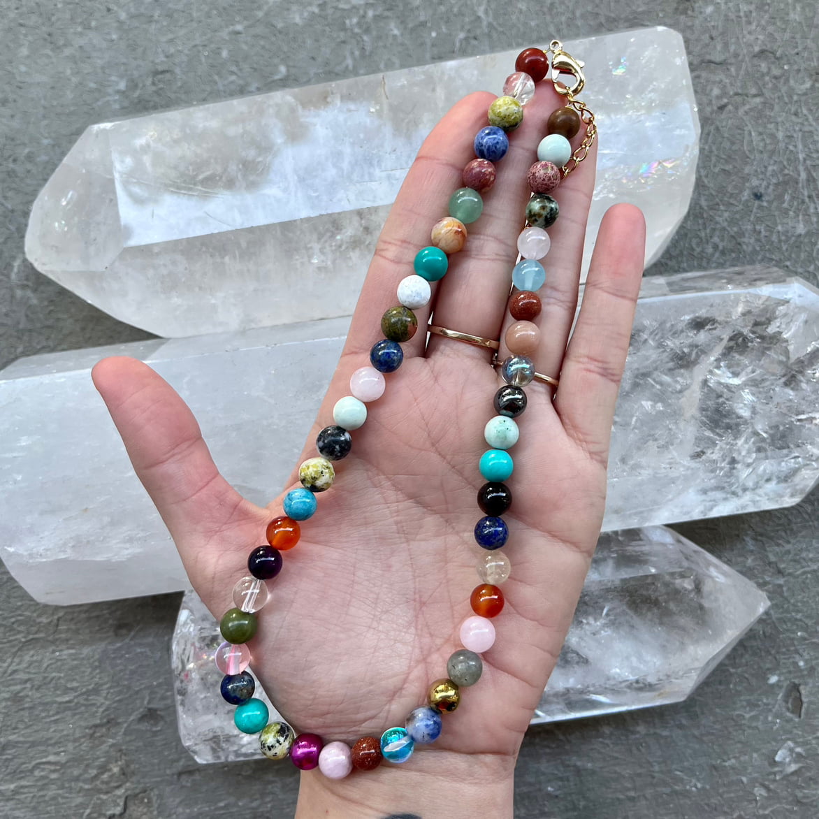 Crystal Mix Beaded Necklace - Lithos Crystals