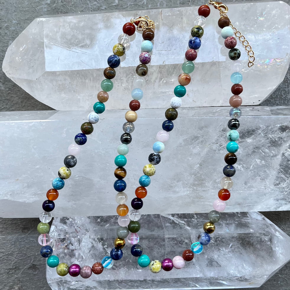 Crystal Mix Beaded Necklace - Lithos Crystals