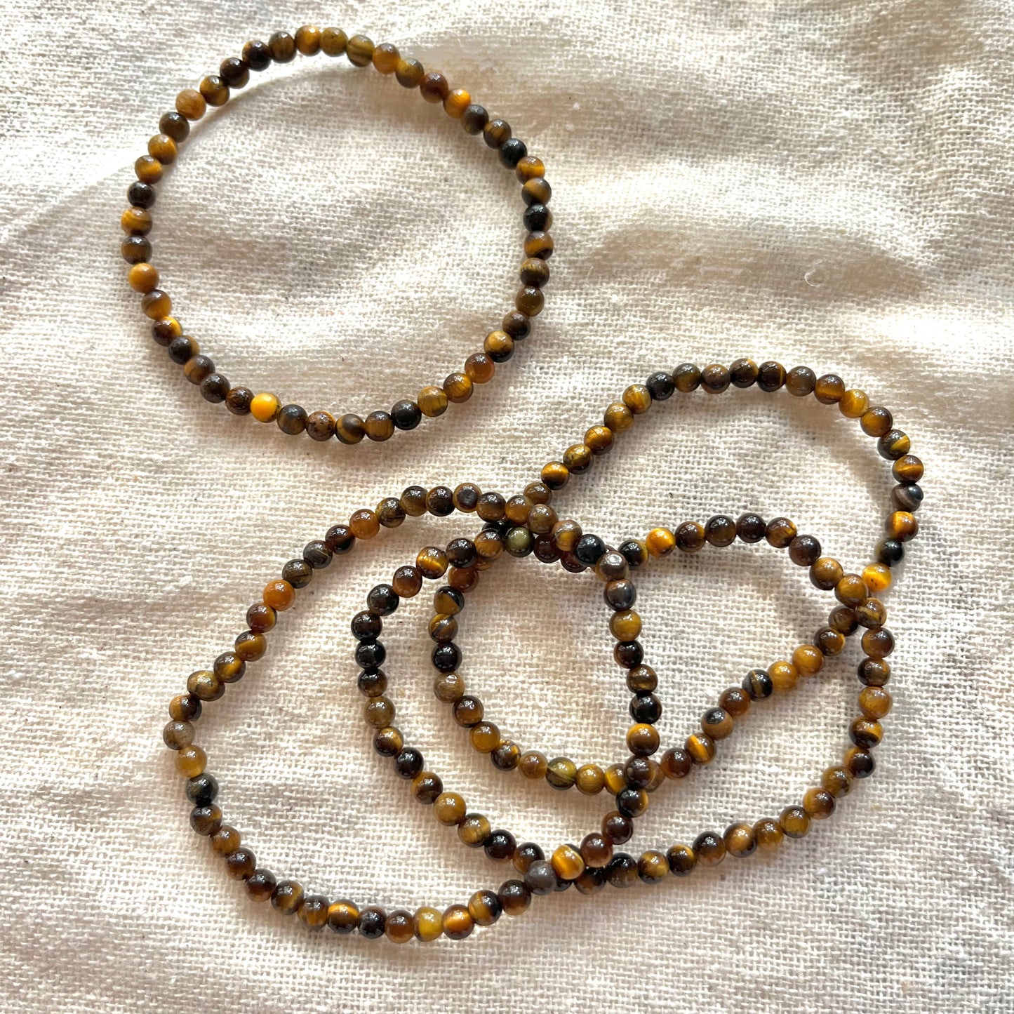 Tiger Eye 4mm Beaded Bracelet - Balance