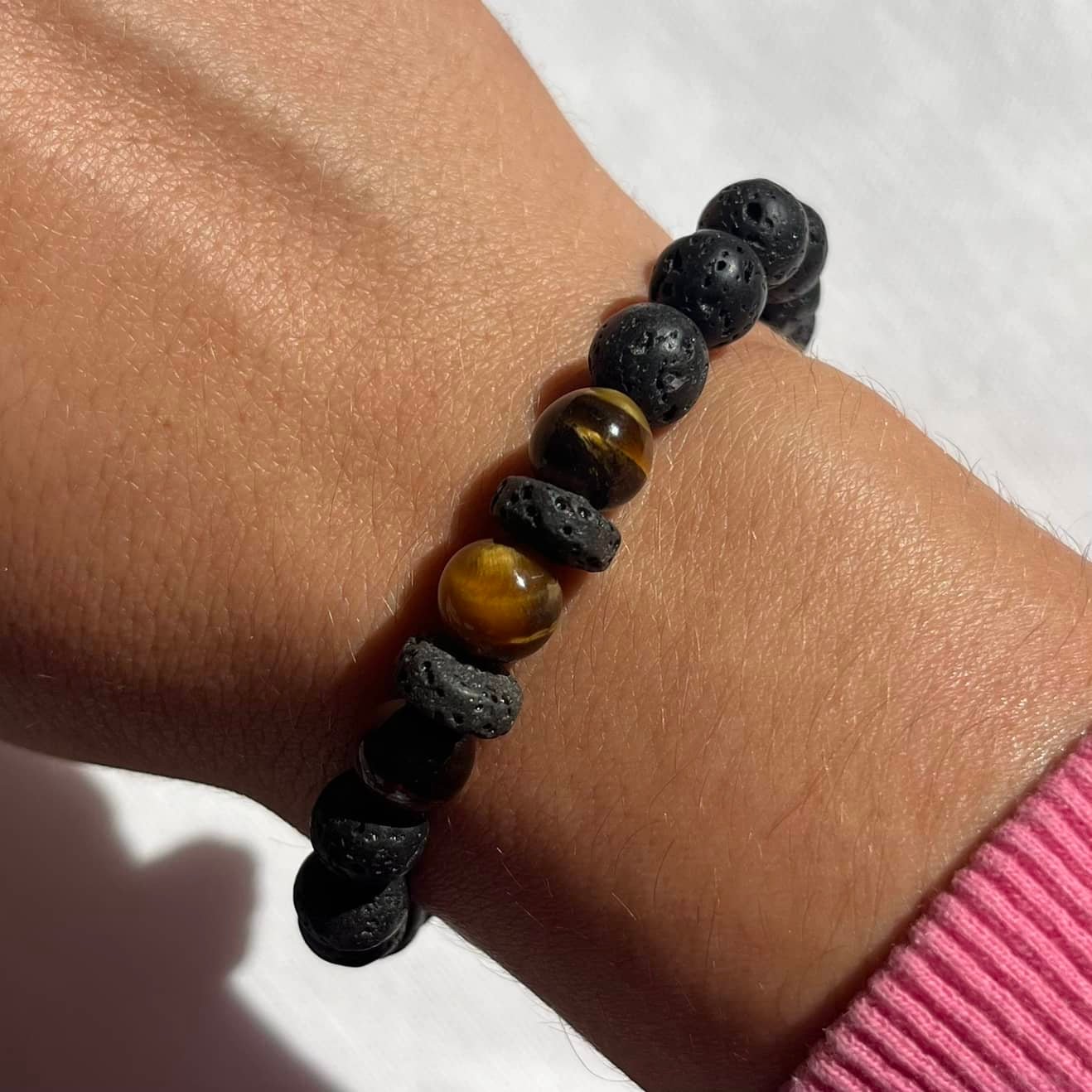 Lava Stone Tiger Eye Bracelet - Lithos Crystals
